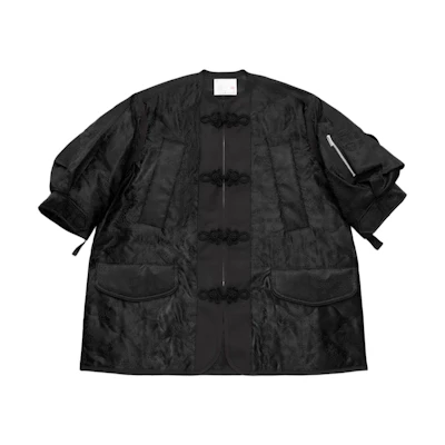 CLOT Sacai SS24 Silk-Inspired Button-Up Jacket Black Unisex CLJK24S07202-BK