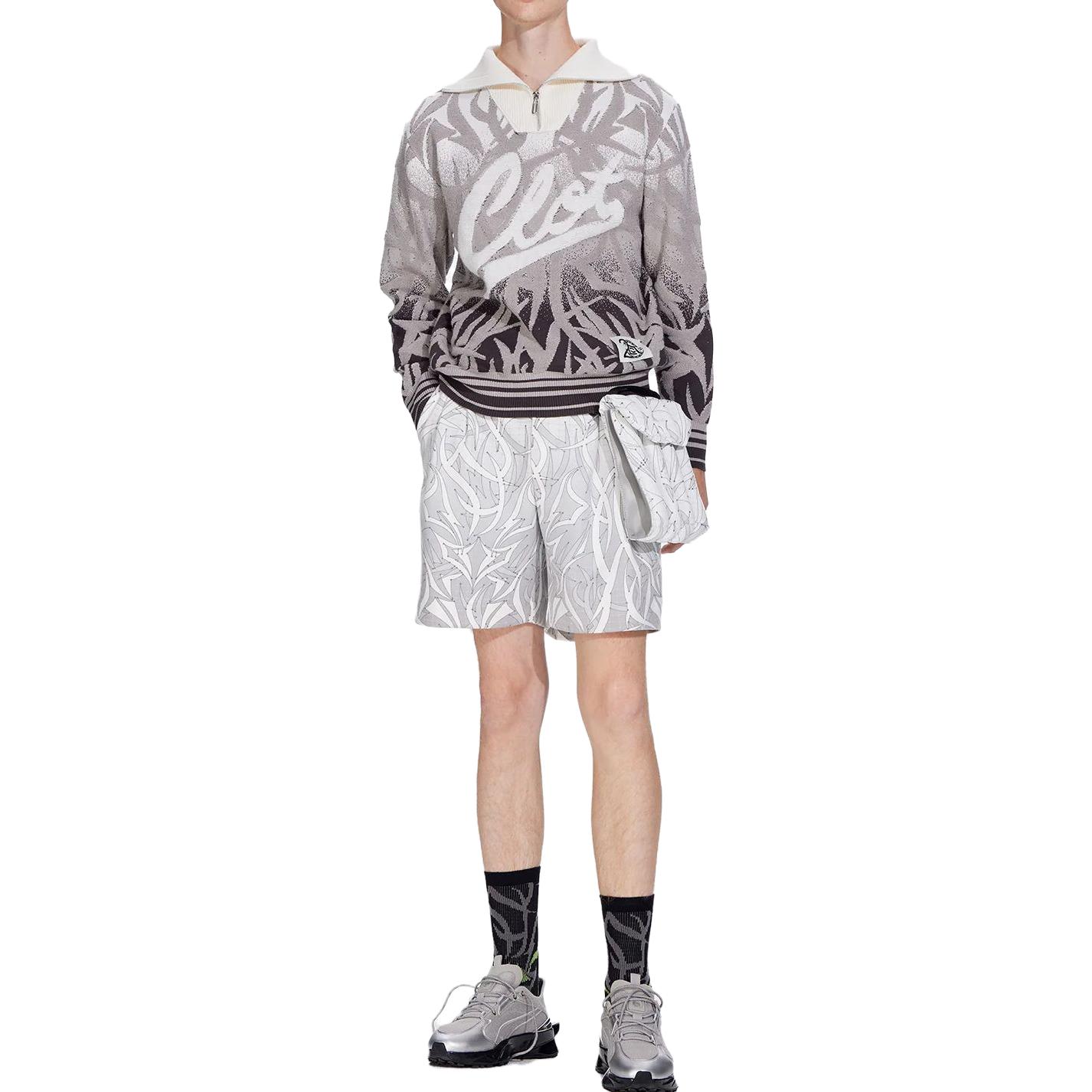 Shop CLOT x STAFFONLY FW23 그라데이션 자카드 니트 집업 재킷 유니섹스. CLKN23F01Y12-GY-003