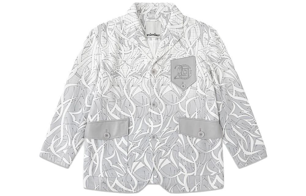 CLOT STAFFONLY FW23 Suede Print Workwear Jacket Unisex White CLJK23F02F38