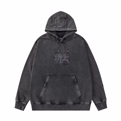 CLOTTEE by CLOT FW23 Kung Fu Hoodie Unisex Pullover in Charcoal Gray CTHD23F31040