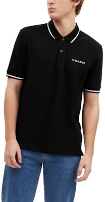 COACH Kaos Polo Hitam Kasual dengan Desain Logo Huruf. CO817-BLK Lookbook COACH Kaos Polo Hitam Kasual dengan Desain Logo Huruf. CO817-BLK