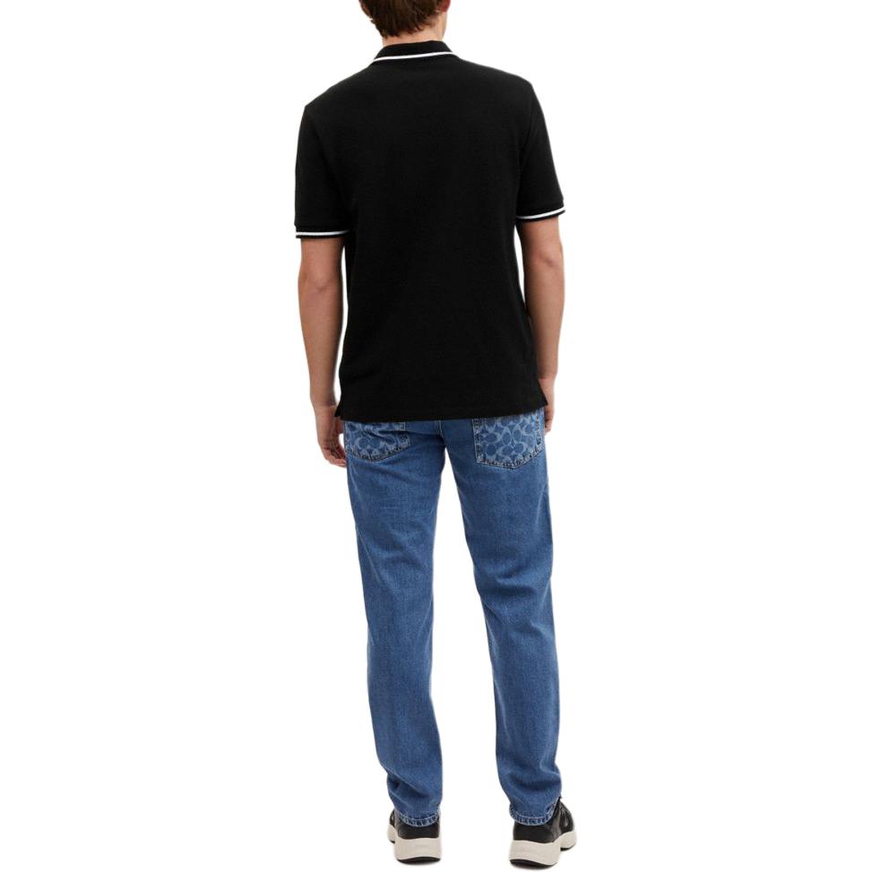 Shop COACH Kaos Polo Hitam Kasual dengan Desain Logo Huruf. CO817-BLK
