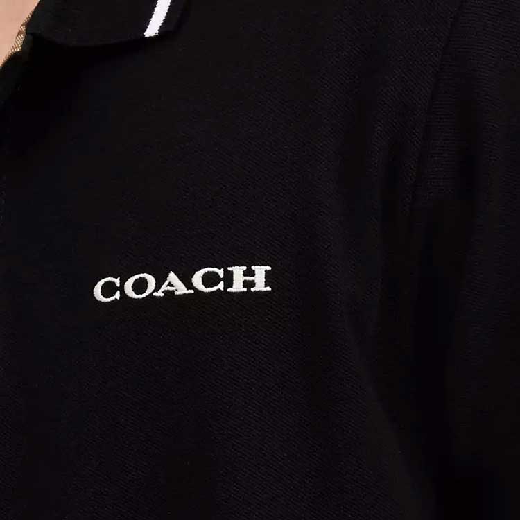 Details for COACH Kaos Polo Hitam Kasual dengan Desain Logo Huruf. CO817-BLK