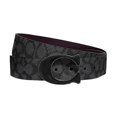 COACH Black Coated Canvas Leather Belt 3.8CM 76428 FDA 42