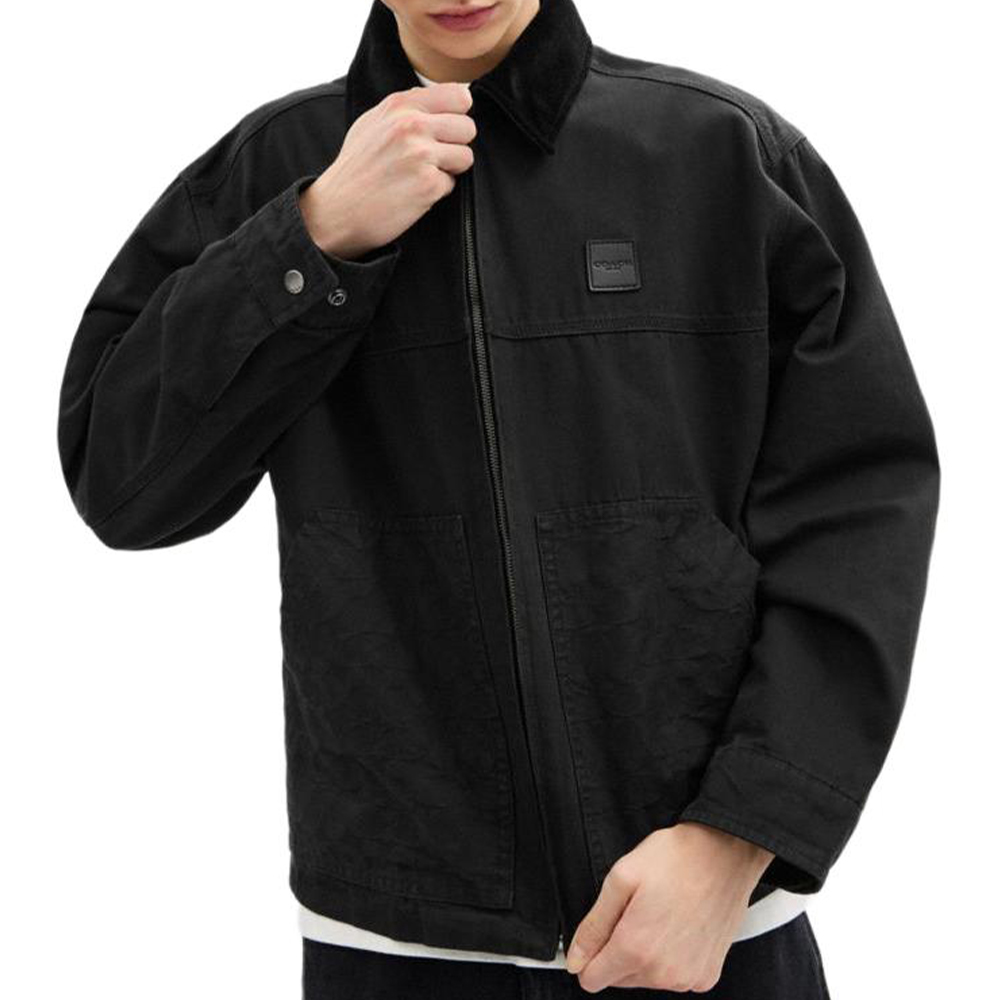 Lookbook COACH Jaket Hitam Cotton Zip-Up. CW691-BLK