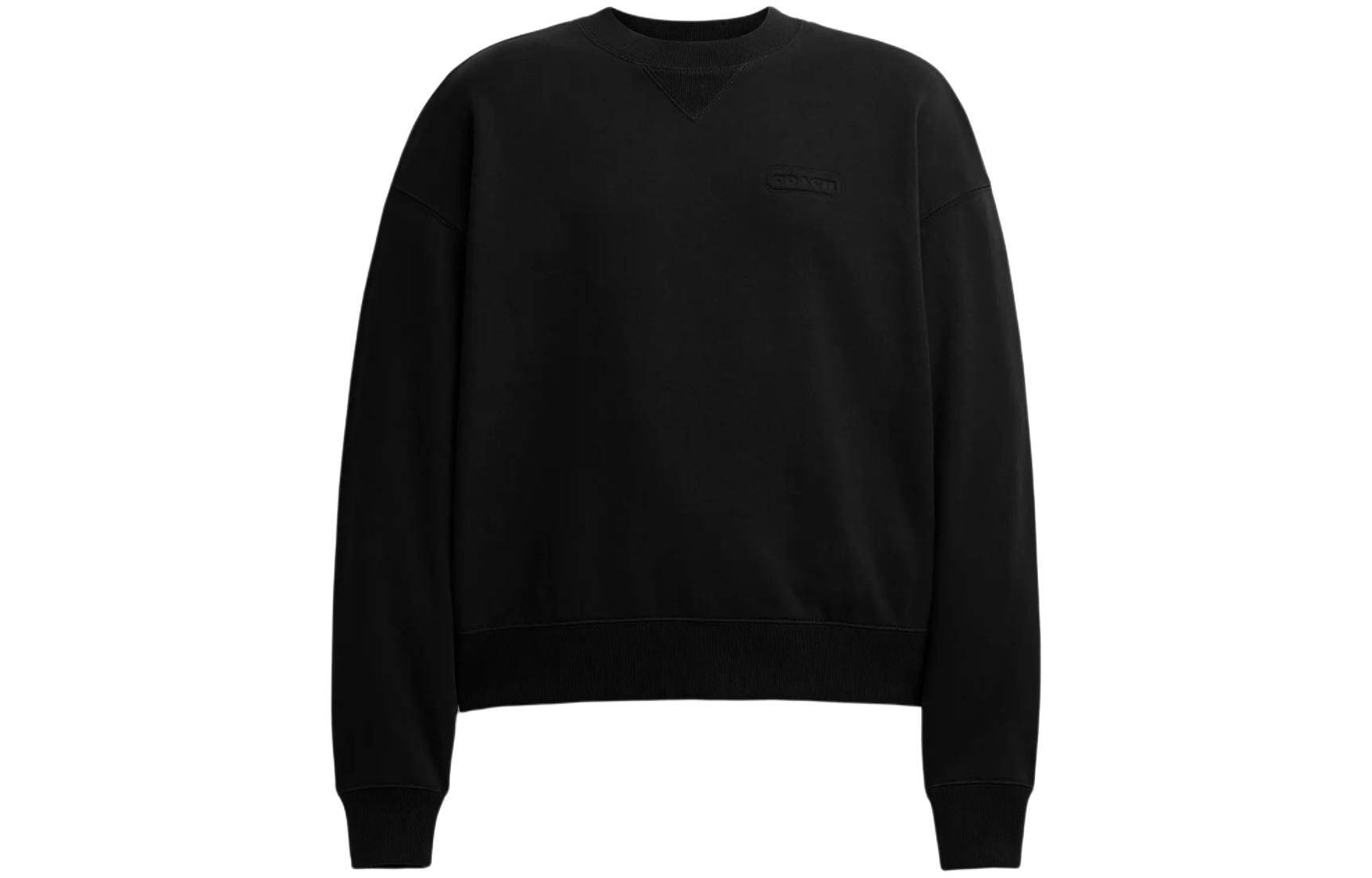 Order COACH Crewneck Hitam Lengan Panjang dengan Cetakan Huruf Solid. CL646-BLK