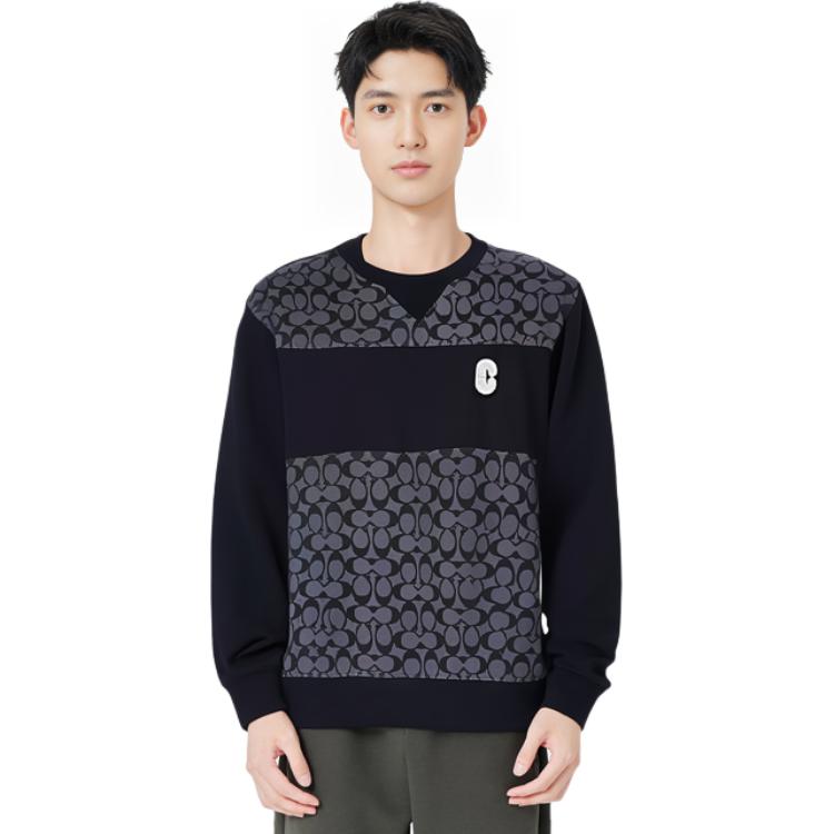 Sizing COACH 黑色字母贴布设计圆领卫衣。 C7816-BLK