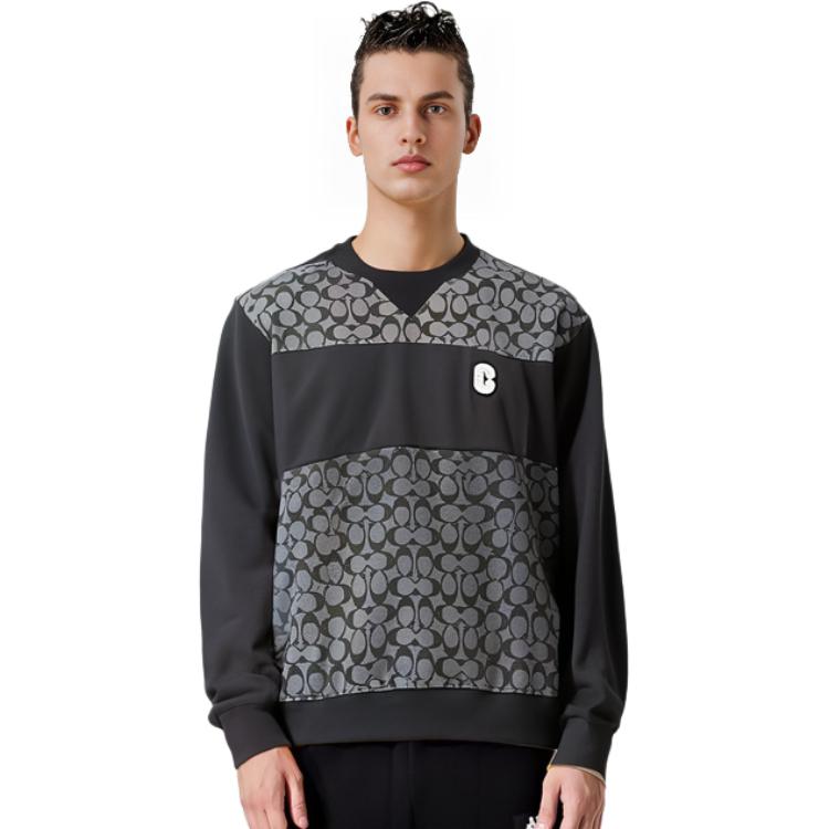 Cheap COACH 黑色字母贴布设计圆领卫衣。 C7816-BLK