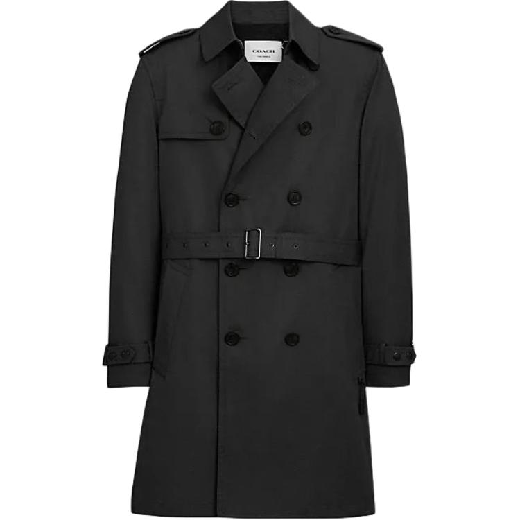 Order COACH  Black Double-Breasted Long Sleeve Trench Coat. CQ504-BLK