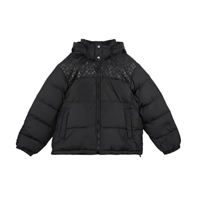 COACH Black Down Jacket with Detachable Hood and Embroidery CU449-BLK