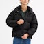 Shop COACH Black Down Jacket with Detachable Hood and Embroidery CU449-BLK