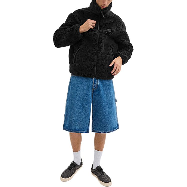 Lookbook COACH 黑色羊毛高領拉鍊外套附Logo設計 CT735-BLK