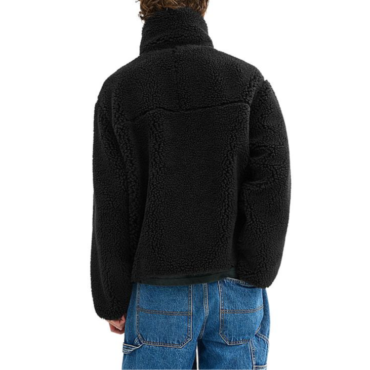 Shop COACH 黑色羊毛高領拉鍊外套附Logo設計 CT735-BLK