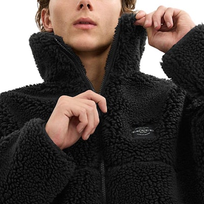 COACH 黑色羊毛高領拉鍊外套附Logo設計 CT735-BLK Purchase COACH 黑色羊毛高領拉鍊外套附Logo設計 CT735-BLK