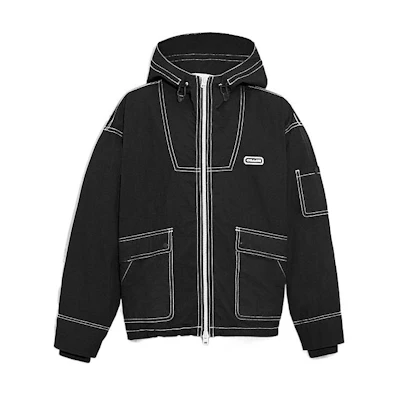 COACH Black Hoodie Jacket with Contrast Stitching Casual Style. C9906-A0R