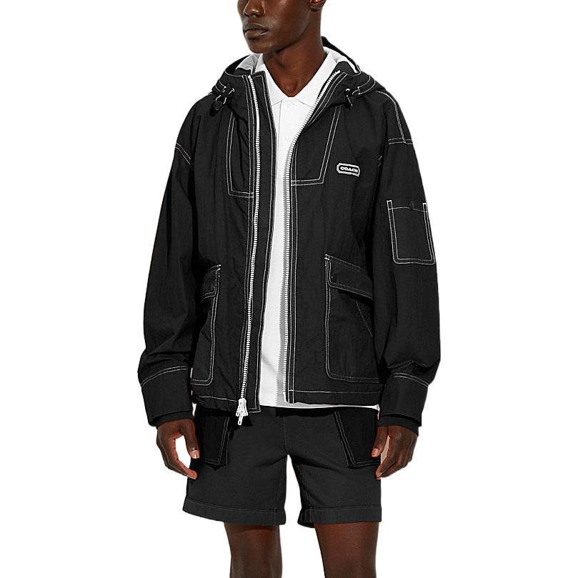 COACH  Black Hoodie Jacket with Contrast Stitching Casual Style. C9906-A0R 圖 3