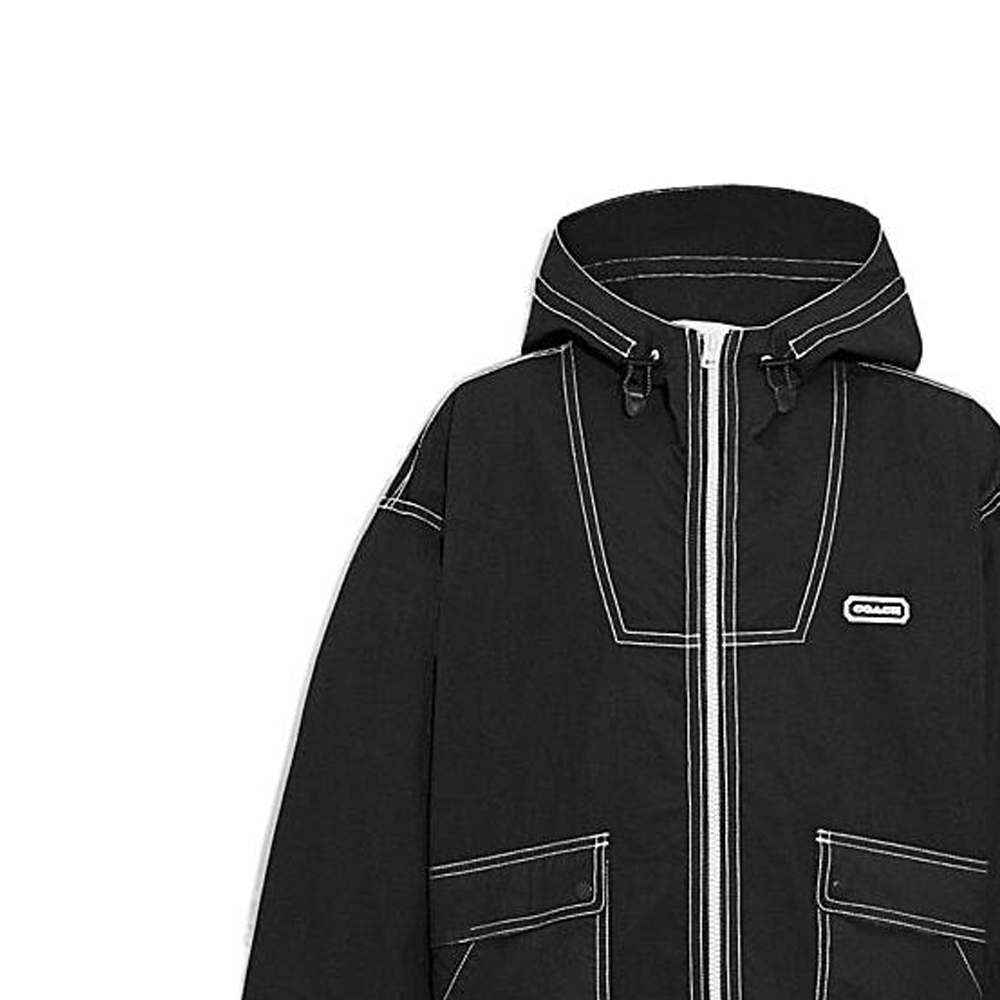 COACH  Black Hoodie Jacket with Contrast Stitching Casual Style. C9906-A0R 圖 4