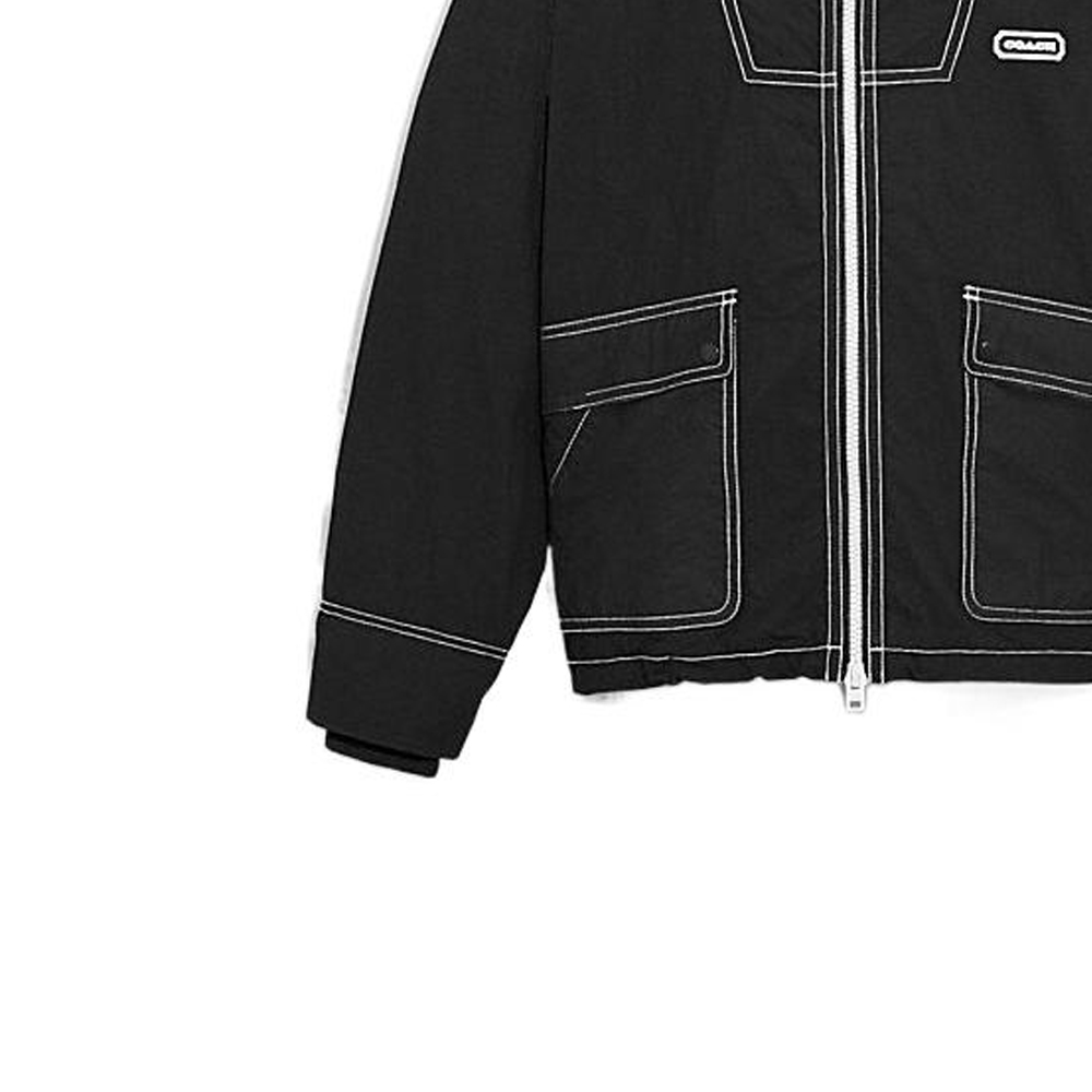 COACH  Black Hoodie Jacket with Contrast Stitching Casual Style. C9906-A0R 圖 5