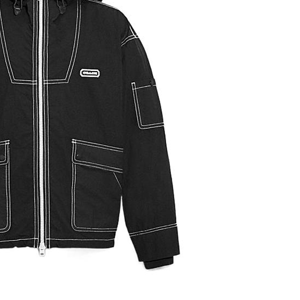 COACH  Black Hoodie Jacket with Contrast Stitching Casual Style. C9906-A0R 圖 6