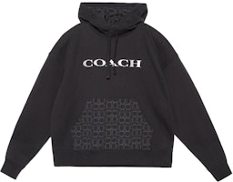 COACH Black Hoodie with Logo Letter Print and Drawstring Design. CM830-BLK COACH Black Hoodie with Logo Letter Print and Drawstring Design. CM830-BLK