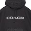Sizing COACH Black Hoodie with Logo Letter Print and Drawstring Design. CM830-BLK