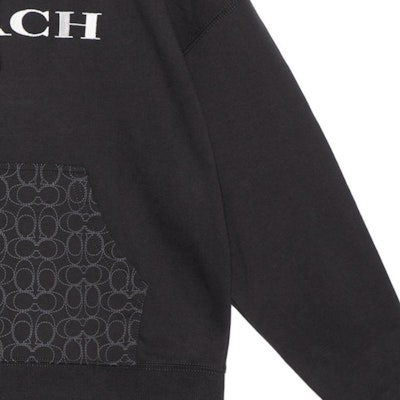 COACH Black Hoodie with Logo Letter Print and Drawstring Design. CM830-BLK Cheap COACH Black Hoodie with Logo Letter Print and Drawstring Design. CM830-BLK