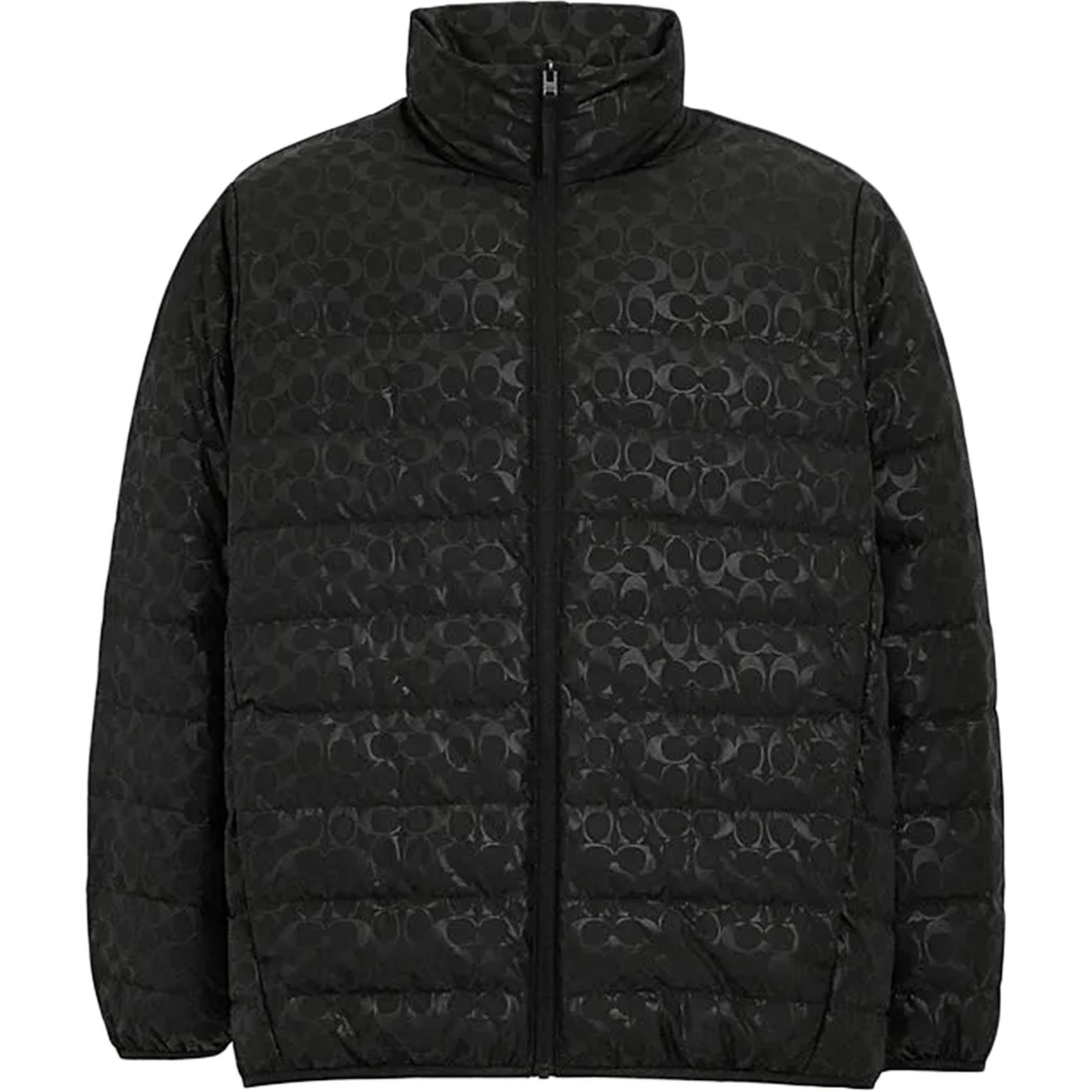 COACH  Black Jacquard High-Neck Zipper Down Jacket SS24 CT730-BLK