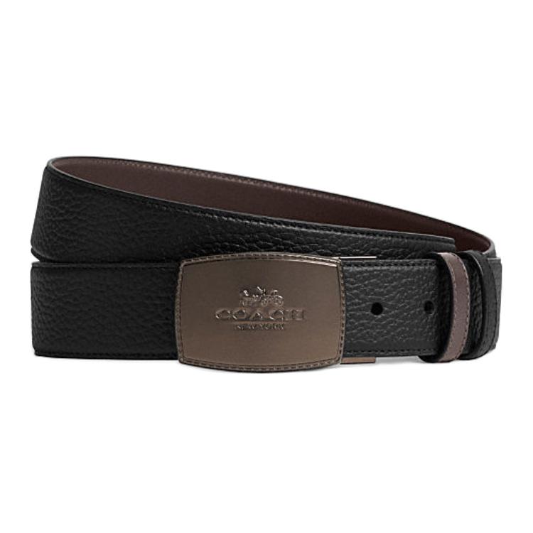 Order COACH Tali Pinggang Kulit Hitam dengan Hiasan Logo. 64089-VWX