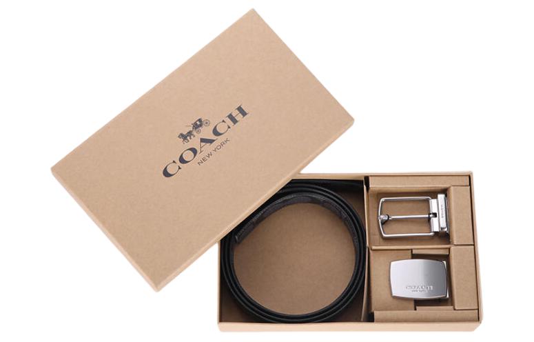 Order COACH ブラックレザーベルト プリントデザイン ピンバックル 幅2.8cm CQ077-CQBK