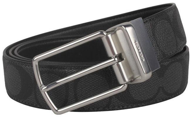 COACH ブラックレザーベルト プリントデザイン ピンバックル 幅2.8cm CQ077-CQBK Shop COACH ブラックレザーベルト プリントデザイン ピンバックル 幅2.8cm CQ077-CQBK