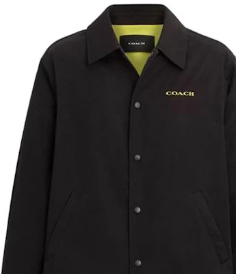 COACH Black Letter Print Single-Breasted Jacket with Turn-Down Collar. CK508-BLK Sizing COACH Black Letter Print Single-Breasted Jacket with Turn-Down Collar. CK508-BLK
