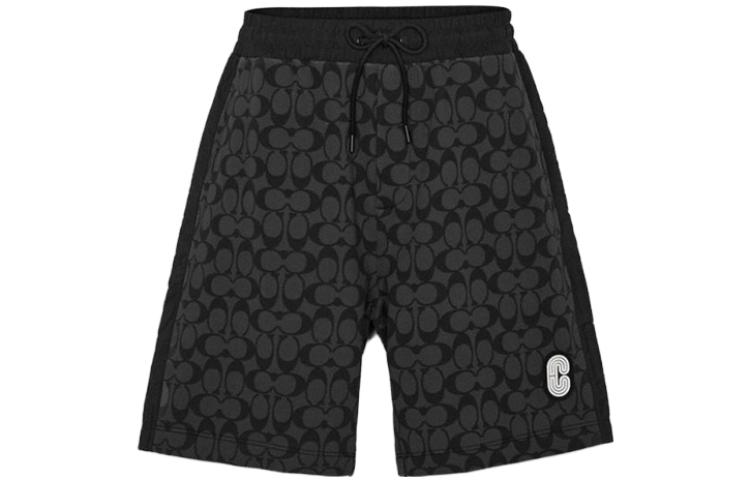 COACH  Black Logo Print Casual Straight-Leg Shorts. C7818-R8E