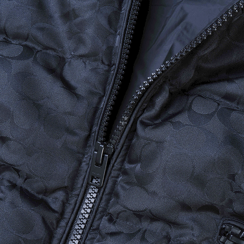 Cheap COACH 黑色標誌印花連帽羽絨外套長袖 CD759-BK