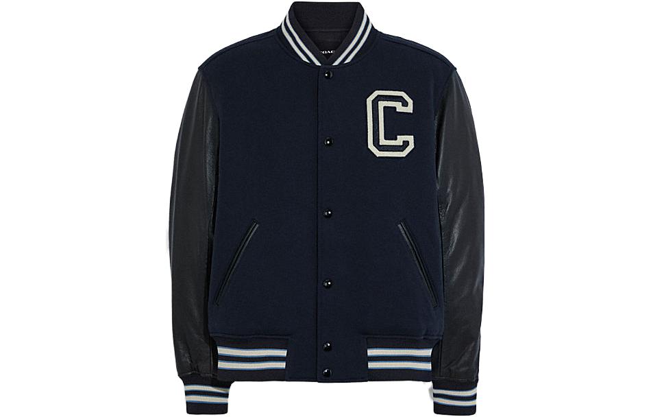 COACH  Black Long-Sleeve Jacket with Logo Print. CB663-DWP