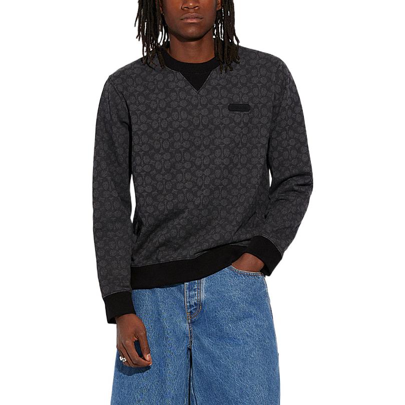 Shop コーチ ブラック ロゴレターデザイン プルオーバースウェットシャツ. CB490-R8E