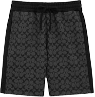 COACH Black Signature Logo Print Casual Drawstring Shorts CQ237-R8E COACH Black Signature Logo Print Casual Drawstring Shorts CQ237-R8E