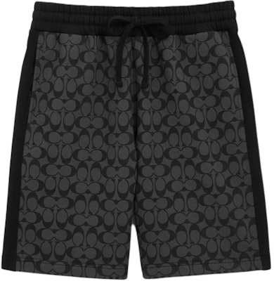 COACH Celana Pendek Hitam Signature Logo Print Kasual dengan Tali Serut. CQ237-R8E Order COACH Celana Pendek Hitam Signature Logo Print Kasual dengan Tali Serut. CQ237-R8E