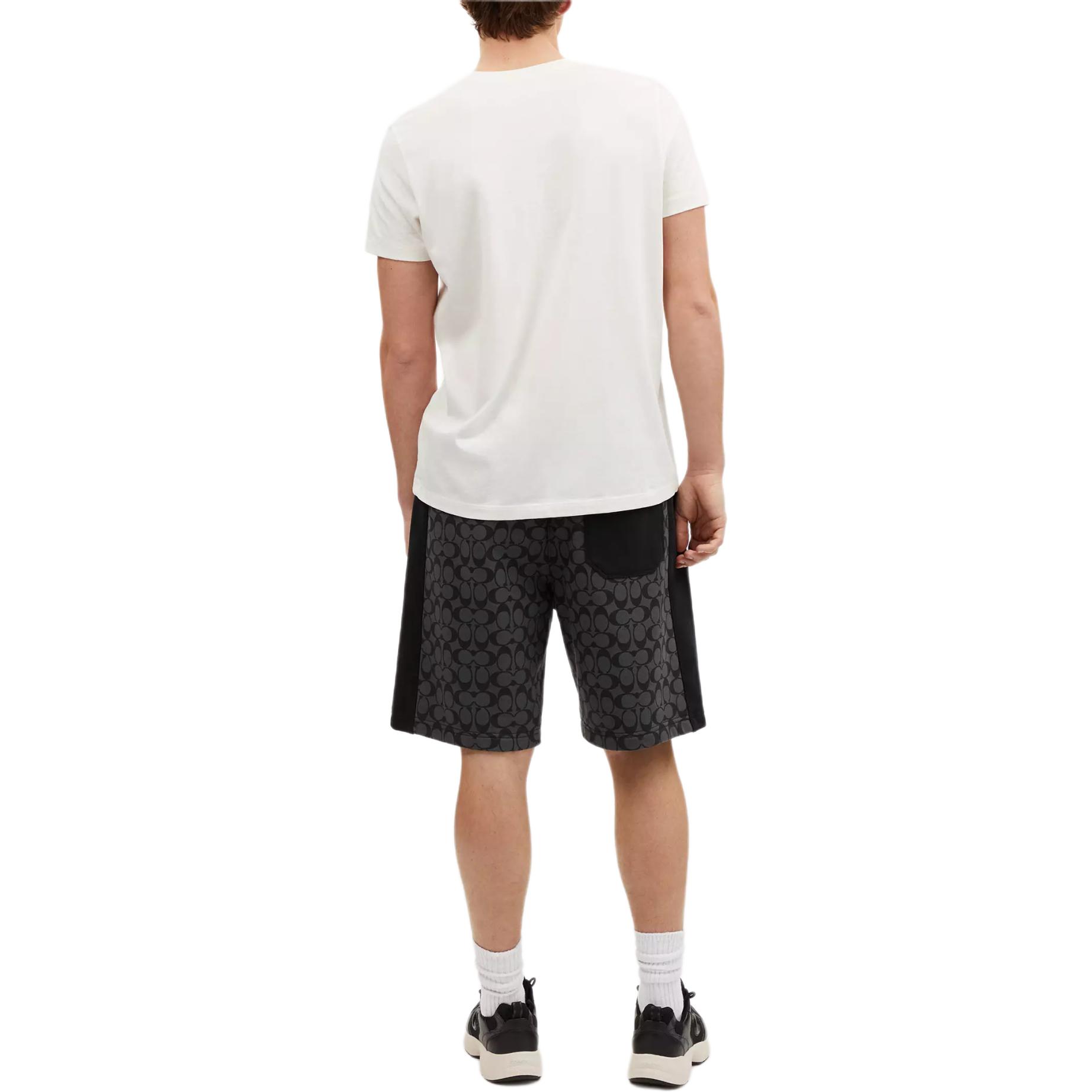 Shop COACH Celana Pendek Hitam Signature Logo Print Kasual dengan Tali Serut. CQ237-R8E