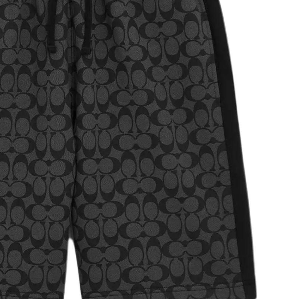 Details for COACH Celana Pendek Hitam Signature Logo Print Kasual dengan Tali Serut. CQ237-R8E