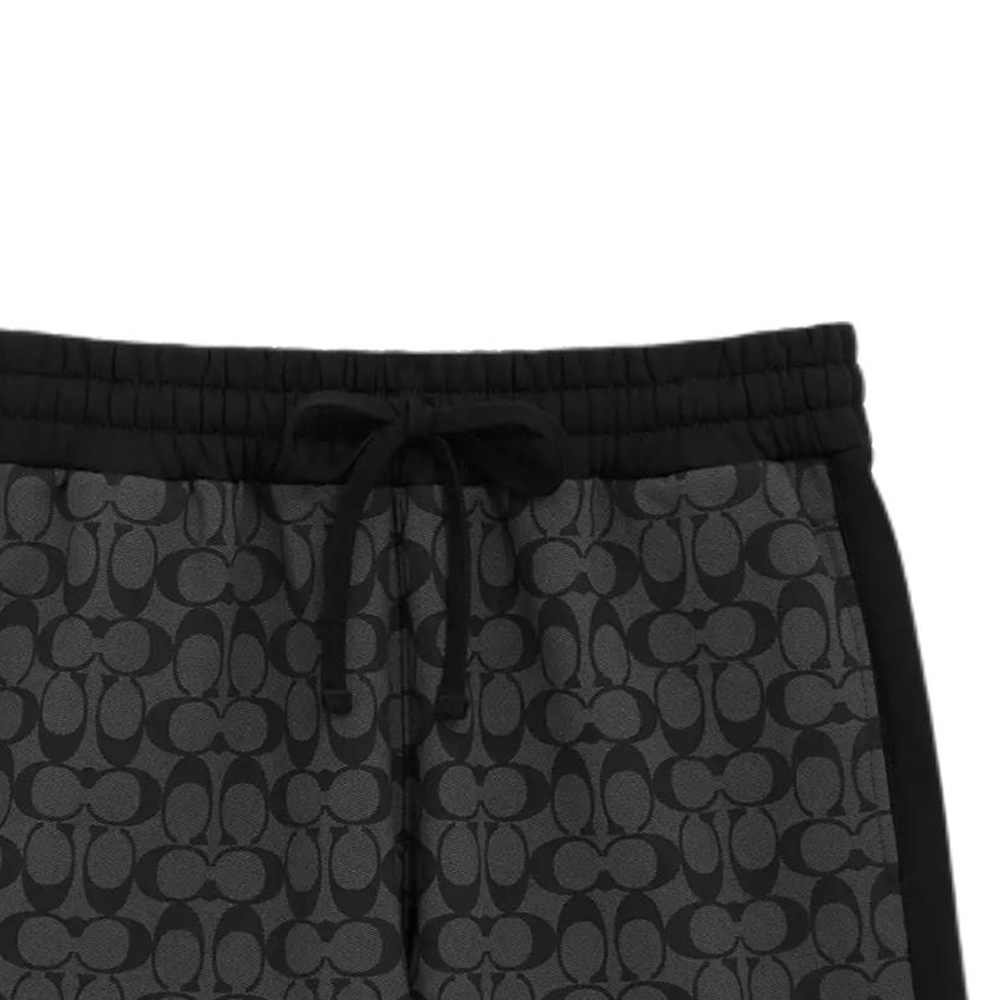 Sizing COACH Celana Pendek Hitam Signature Logo Print Kasual dengan Tali Serut. CQ237-R8E
