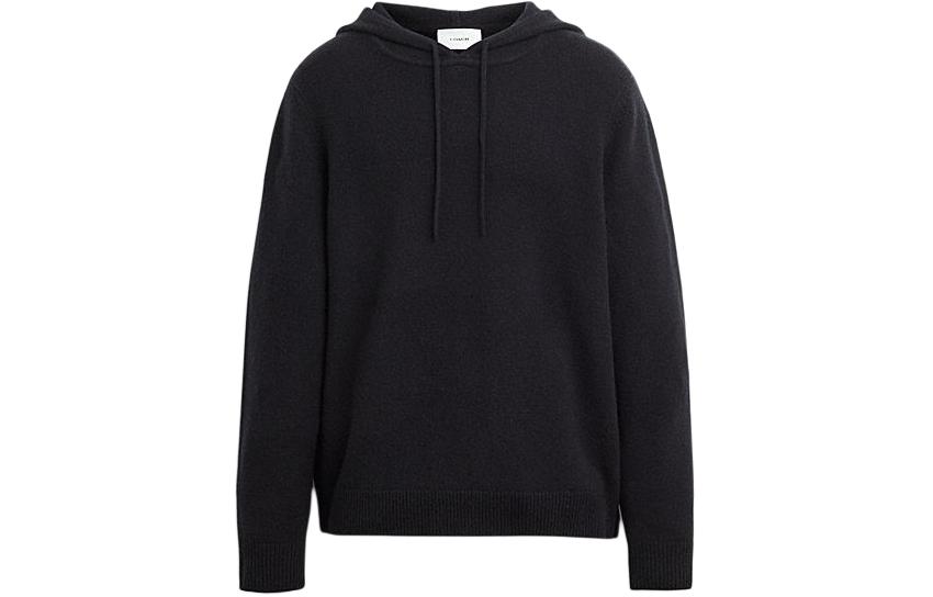 COACH  Black Solid Color Hooded Casual Long Sleeve Sweater. CS474-BLK
