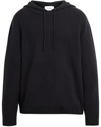coach-black-solid-color-hooded-casual-long-sleeve-sweater-cs-474-blk