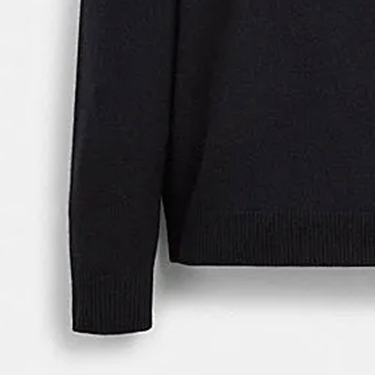 Details for COACH 黑色純色連帽休閒長袖毛衣. CS474-BLK