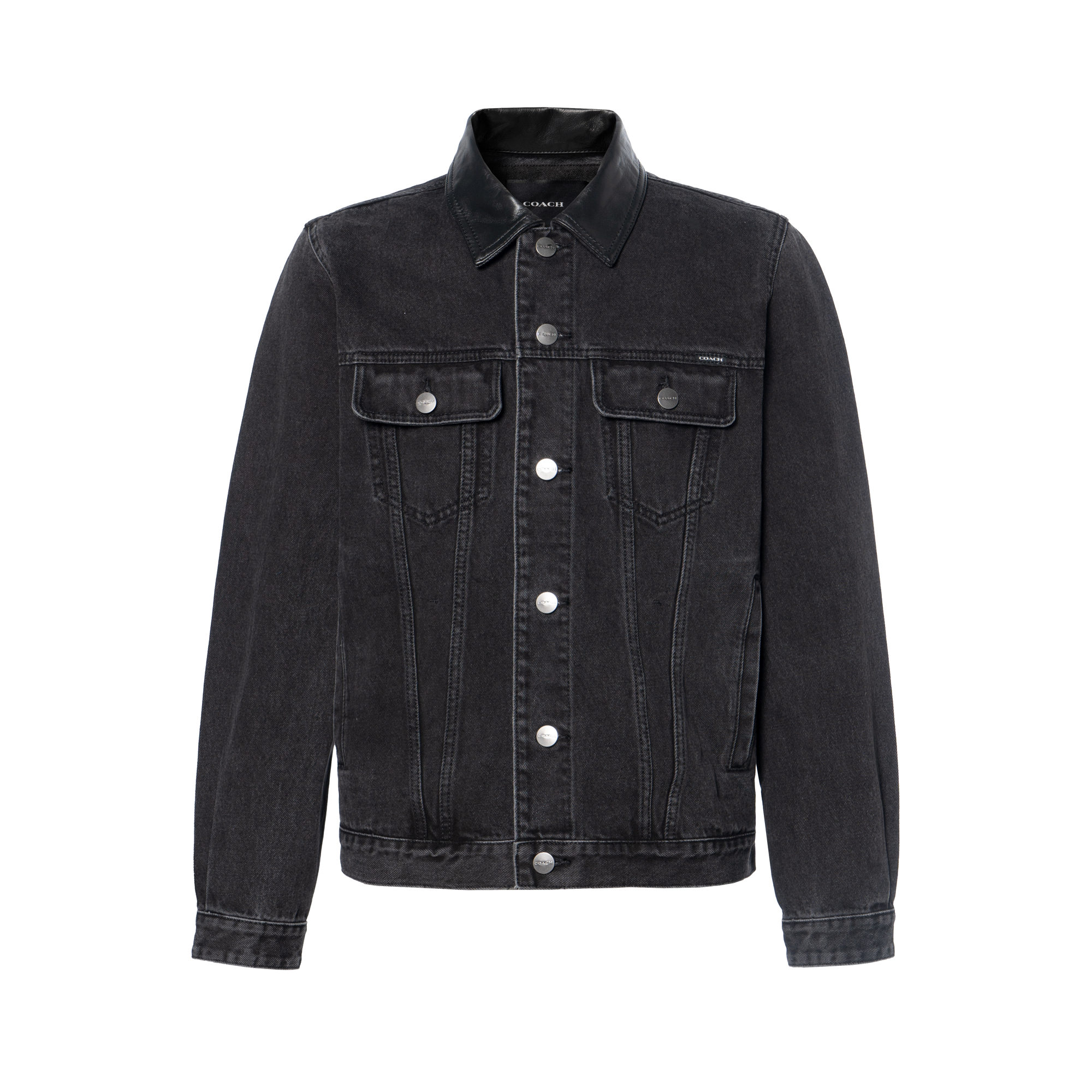 COACH  Black Solid Single-Breasted Jacket SS23 Collection. CG615-BLK