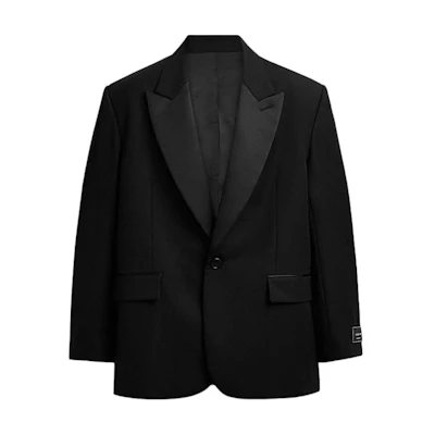 COACH Black Solid Tailcoat Single-Breasted Long-Sleeve Blazer FW24. CV994-BLK