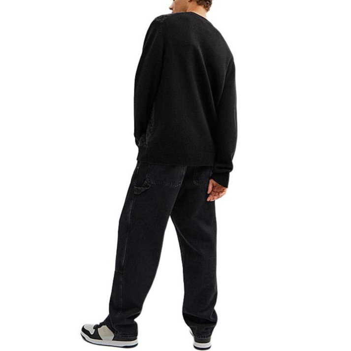 Shop COACH Cardigan Rajut Logo V-Leher Hitam Koleksi SS24 CW943-BLK