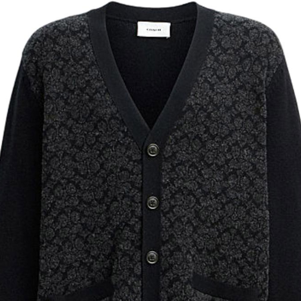 Details for COACH Cardigan Rajut Logo V-Leher Hitam Koleksi SS24 CW943-BLK