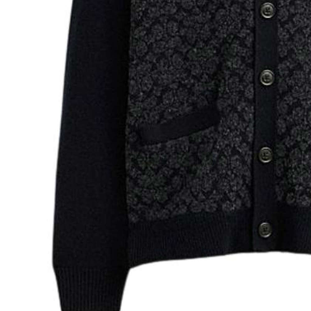 Cheap COACH Cardigan Rajut Logo V-Leher Hitam Koleksi SS24 CW943-BLK