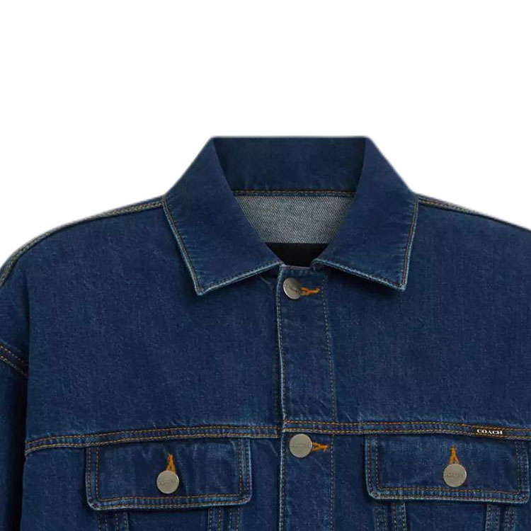 Details for COACH Jaket Denim Biru dengan Motif Huruf dan Kerah Lipat. CO801-COK