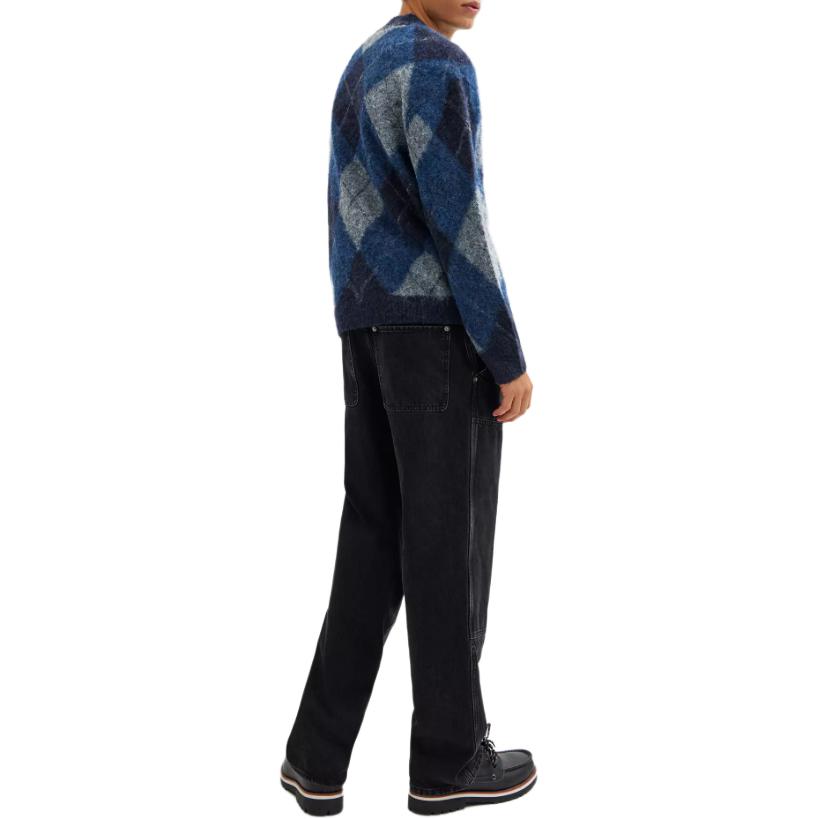 Shop 蔻驰 蓝色钻石图案V领针织长袖开衫. CU467-NAY